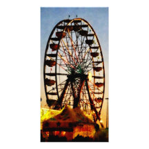 Ferris Wheel at Night Customized Photo Card