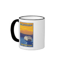 Ferry and Mountains - Bellingham, Washington Mugs