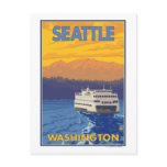Ferry and Mountains - Seattle, Washington Postcards