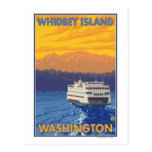 Ferry and Mountains - Whidbey Island, Washington Post Card