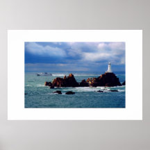 FERRY PASSING CORBIERE LIGHTHOUSE POSTER
