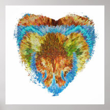 Festive decorations -  Heart Gold Silver Engraved Print