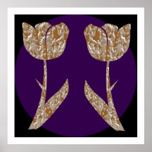 Festive decorations -  Tulips Gold Silver Engraved Poster