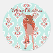 Festive Fawn Art Christmas Sticker