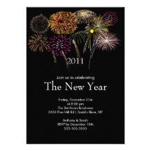 Festive Fireworks New Year Party Invitation