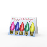 Festive Holiday Light Bulbs Christmas Cards