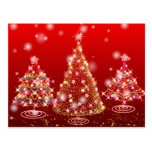 Festive Sparkling Merry Christmas Trees Postcard