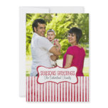 Festive Stripes Photo Holiday Greeting Personalised Invites