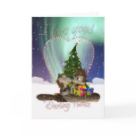 Fiance I Love You Christmas Card With Loving Squir