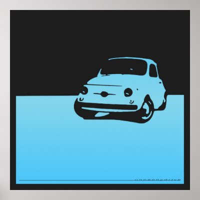 Fiat 500 1959 Light blue and black poster by uncannydrive