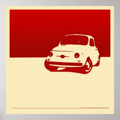 Fiat 500 1959 Red on cream poster by uncannydrive