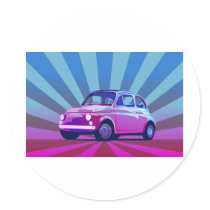 Fiat 500 Bunt Round Stickers
