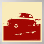 Fiat 500 classic - Dark red on cream poster posters