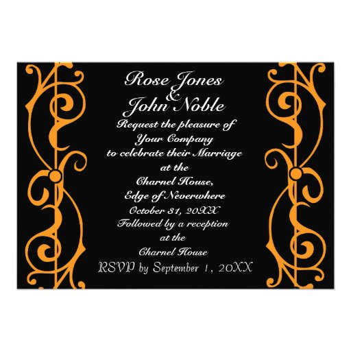 Fibril Ebony (Orange) Wedding Invitation