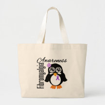 Fibromyalgia Awareness Penguin Tote Bags