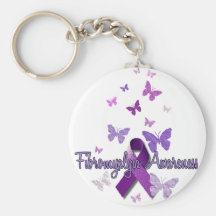 Fibromyalgia Awareness (ribbon & butterflies) Keychain