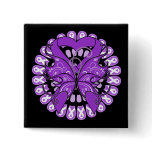 Fibromyalgia Butterfly Circle of Ribbons buttons