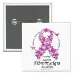 Fibromyalgia Ribbon of Butterflies Buttons
