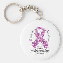 Fibromyalgia Ribbon of Butterflies Key Chain