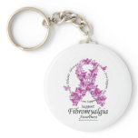 Fibromyalgia Ribbon of Butterflies keychains