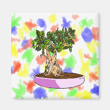 Ficus Bonsai Purple Tray Refrigerator Magnet
