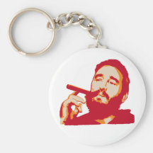 Fidel Castro with Cigar Portrait Keychain