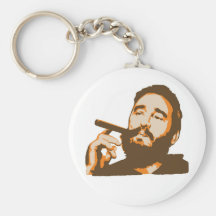 Fidel Castro with Cigar Portrait Keychain