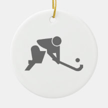 Field Hockey grey silhouette Christmas Ornaments