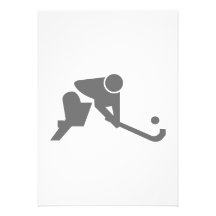 Field Hockey grey silhouette Personalized Invitation