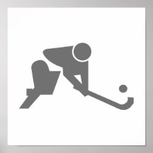 Field Hockey grey silhouette Poster