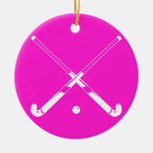Field Hockey Silhouette Ornament Pink