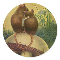Field Mice in Love Round Stickers