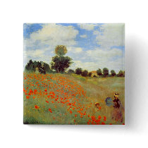 Field of Poppies, Claude Monet Buttons