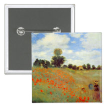 Field of Poppies, Claude Monet Buttons