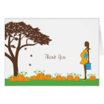 Field of pumpkins baby shower thank you cards blue