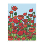 Field of red Poppy flowers Post Cards