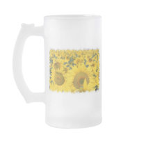 Field of Sunflowers Frosted Beer Mug