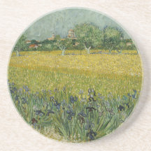Field with Flowers near Arles, Vincent Van Gogh Beverage Coaster