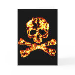 Fiery Flaming Skull and Crossbones Greeting Cards