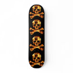 Fiery Flaming Skull and Crossbones skateboards