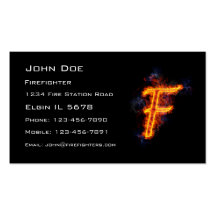 Fiery Letter F Business Cards