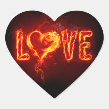 Fiery Love Heart Sticker