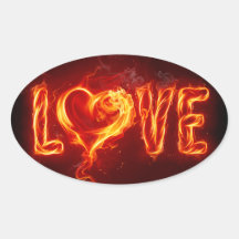 Fiery Love Oval Stickers