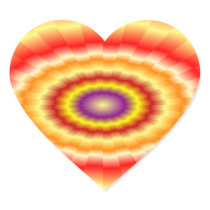 Fiery muticolored "bulls-eye" background heart sticker