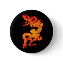 Fiery Orange and Red Dragon Art Button