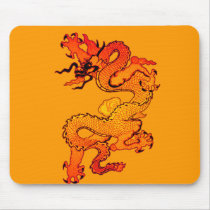 Fiery Orange and Red Dragon Art Mousemat