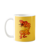 Fiery Orange and Red Dragon Art Mug