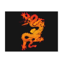 Fiery Orange and Red Dragon Art Post Cards