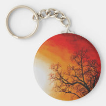 Fiery Sunset & Tree Nature Art Key Chains