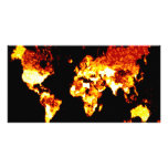 Fiery World Map Illustration Picture Card